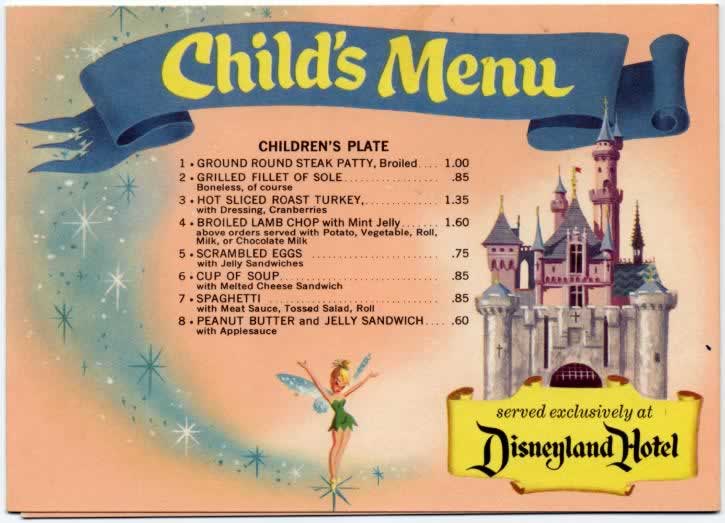 child's menu 1957